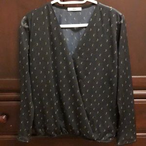 Faux-wrap top with paisley pattern